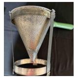 Vintage Sieve Colander, Green handle