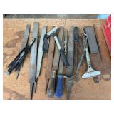 Assortment of scrapers and files