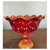 Moon and Stars Red Glass Dish