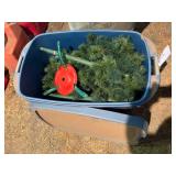Tote with artificial Christmas Tree