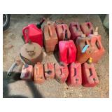Assortment of plastic and metal fuel cans