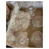 8 Clear glass stemmed wine glasses