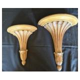 2 Vintage Wood Italian Wall Shelves