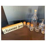 Miscellaneous Glass Jars & Little Wood Sign