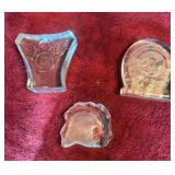 3 Sculptured Glass Paper Weights