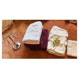 Shower curtain and hangers, towels, towel rack