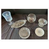Misc. 9 Pieces of clear glass dishes