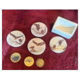 3 Military Tokens and Eagle Coaster Set