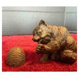 Cast Iron Bear and Bee Hive figurines