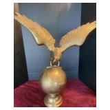 Vintage Brass Eagle on World Globe Sculpture