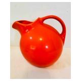 Harliquin Ball Jug Pitcher Red Orange 8" tall unma