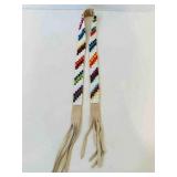 SW Native American Beaded & Leather Strip Necklace
