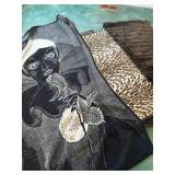 3 Fleece Throws, Lady Head, animal print & brown