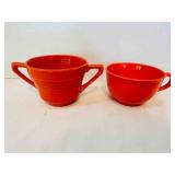 Orange Harlquin Sugar bowl, Orange Tea Coffee cup