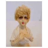 1920s Art Deco Chalkware Half Doll marked KC 1925