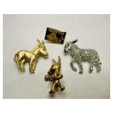 Yellow Dog Democrat Pin, 3 Democratic Donkey