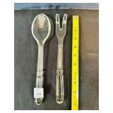 Depression Glass Faceted Serving Spoon & Fork