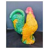 Decorative Ceramic Rooster 11"--Yellow & Green