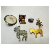 Yellow Dog Democrat Pin, 3 Democratic Donkey