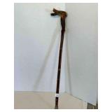 Carved Wood Cane w/unusual handle--signed under ha