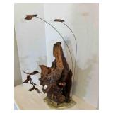 Drift Wood Metal leaves & marble base 20" tall