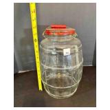2.5 Gallon Glass Barrel Pickle Jar w/ keg design-R