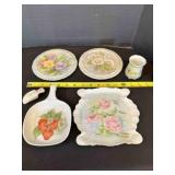 6 Hand Painted China pcs, some signed 1970s