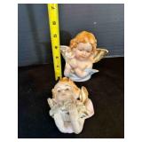 2 Porcelain Angels Vintage-1 looks as tho it sat o