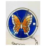 Butterfly Stained Glass 15" Round Hand made