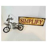 Simplify Metal sign, Wire Motorcycle Dï¿½cor 12"