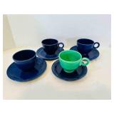 4 Fiesta Cup & Saucer set Cobalt blue, Green Cup