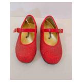 Girls Red Sparkle Mary Janes Shoes size 5.5 Straps