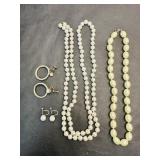 Faux Pearl Earrings & Necklaces longest 36", singl