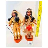 2 Ogalala Chief & Princess Souvenir Dolls Leather