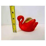 Red Orange Redwing? Pottery Swan 3.5" tall