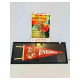 Let Er Buck Framed Enid Oklahoma Pennant   29"x11"