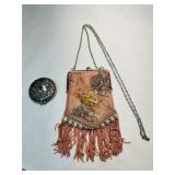 Vintage Style Pink Satin Evening Bag snap closure