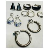 7 Pr Silver tone Clip on Earrings