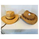 2 Shady Brady Stiff Straw Hats size M & L