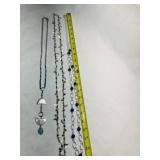 3 Long Chain Necklaces, Beads, Charms,-longest is