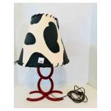 Horse Shoe Lamp-Cow Pattern Shade, 3-way lamp