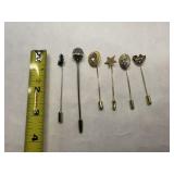 6 Vintage Stick Pins Lapel Pins