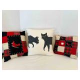 Cardinal Flannel Pillow, & Cat Pillow