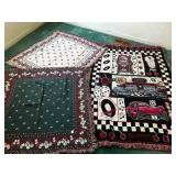 3 Cherry Afghan Throws, 2-47"x49", -Diner 68"x49"