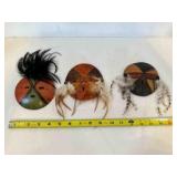 3 Decorated Shields made of gourds, signed SAS 