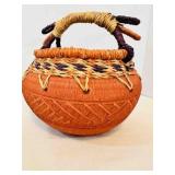 Clay Jute Basket SW Native American art