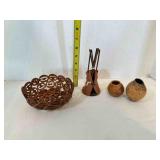 Slice Black Walnut Bowl-2 gourd Water Pots signed