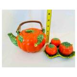 Red Tomato Tea Pitcher & Condiment set--Made in