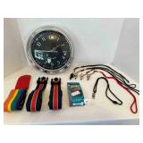 3 Luggage Straps, Whistles On Lanyards, Clock