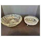 2 Footed Glass Serving Bowls-Largest 11.5"